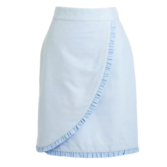 J. crew oxford blue ruffle wrap skirt size 00 - Picture 1 of 9